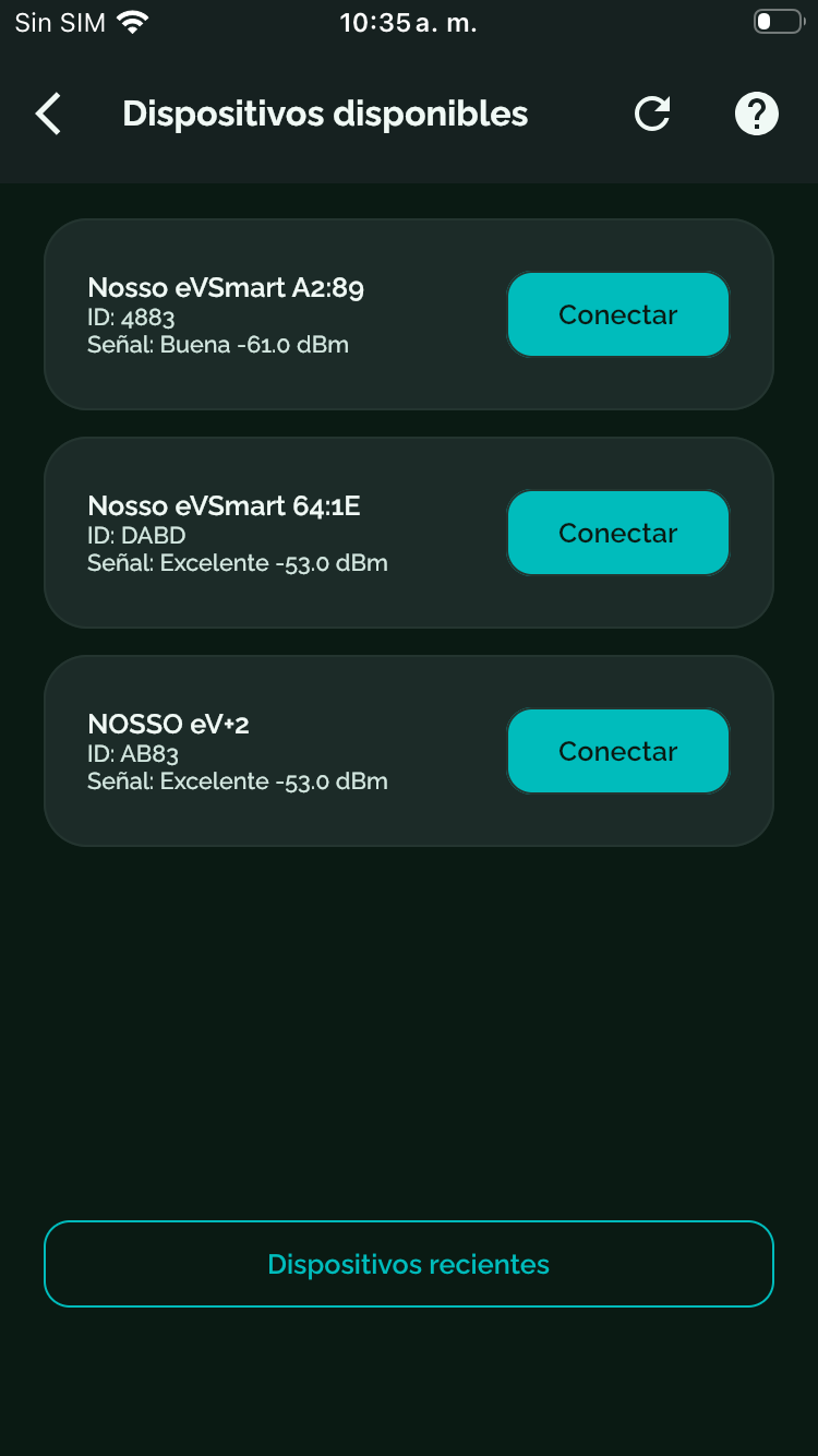 eV+ Config iOS - Dispositivos