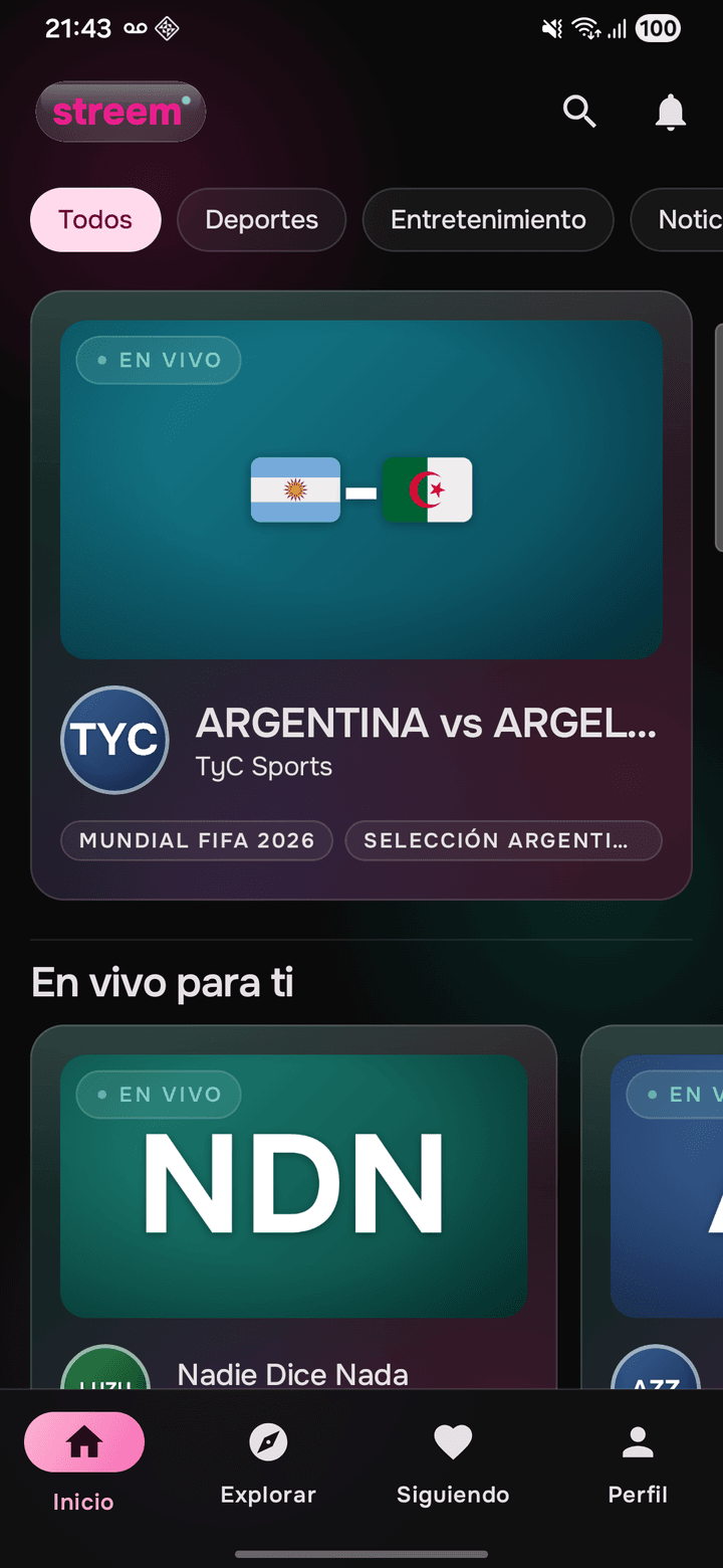 Streem en Android, vivos del momento